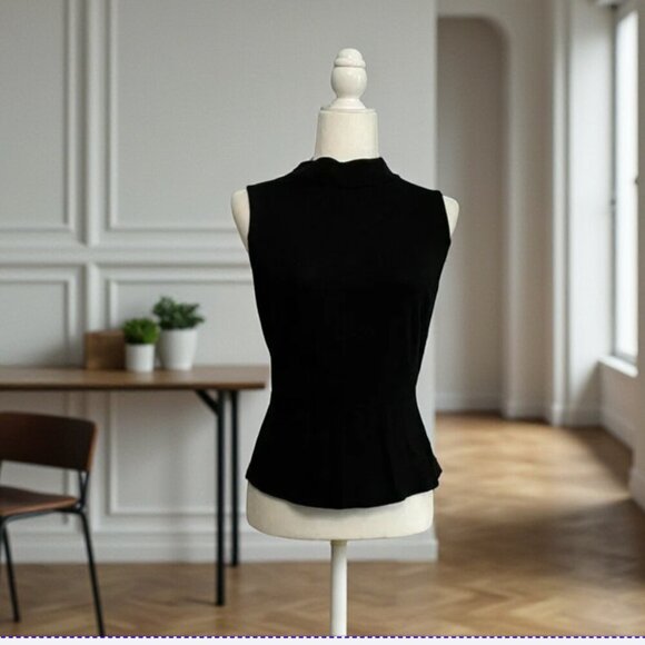 J.Mclaughlin High Neck Peplum Top Sweater Black Size Large - Picture 1 of 6